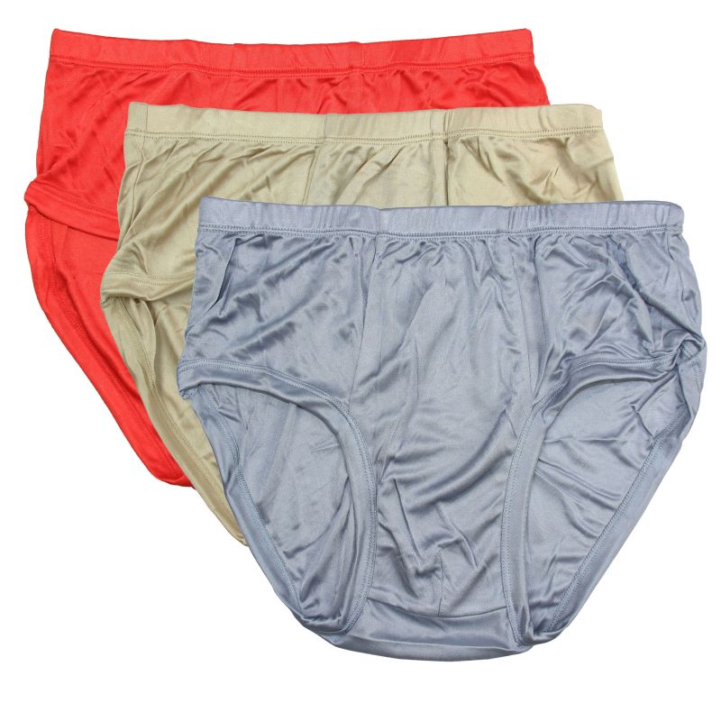 Knit Pure Silk Men'S Briefs Underwear (Pack of 3) Solid Brief US Size M L XL By Random Color