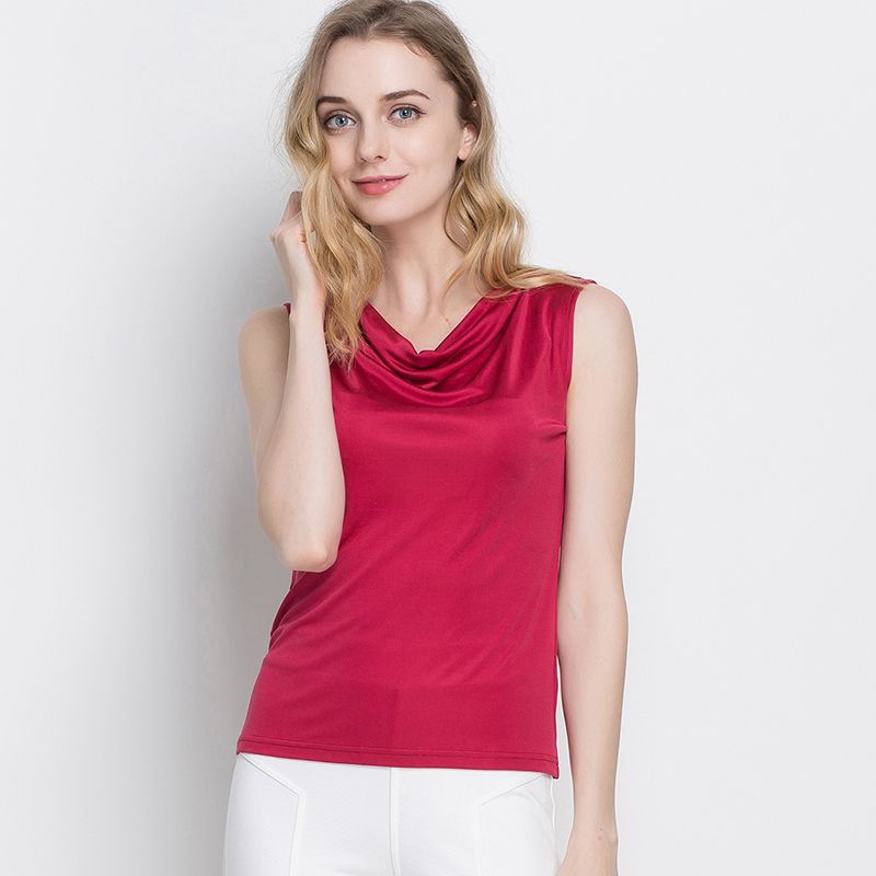 100 Silk Knit Women's Sleeveless Tank Top Cowl Neck Vest Top Blouse