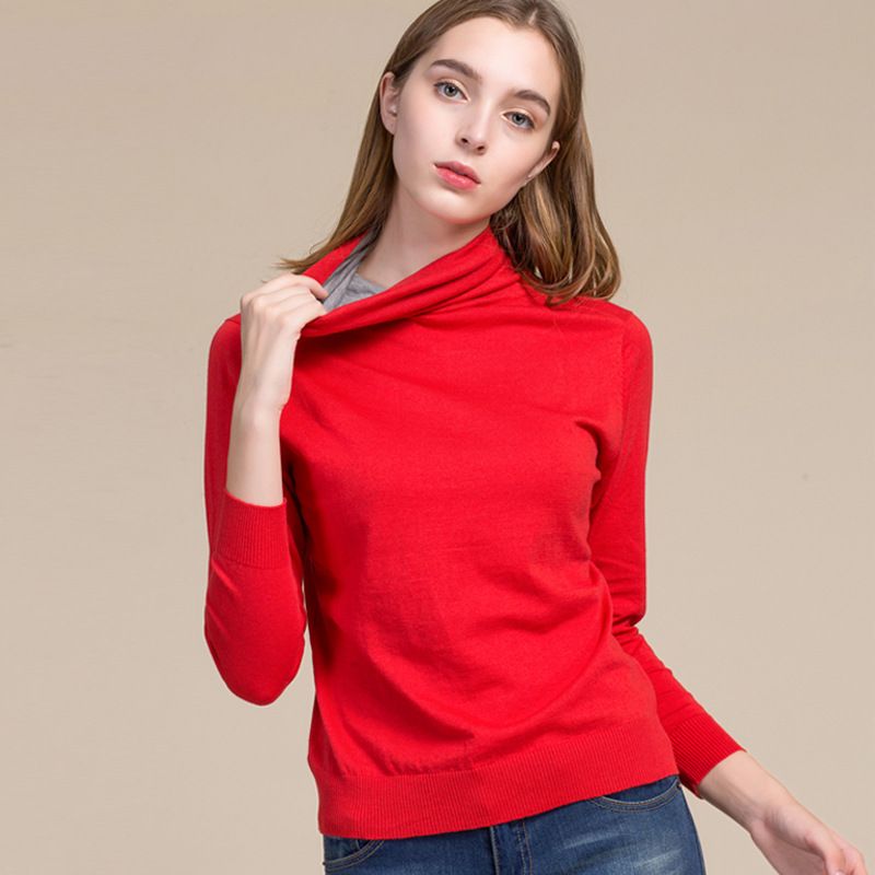 85% Silk 15% Cashmere Knitted Turtleneck Long Sleeves Top
