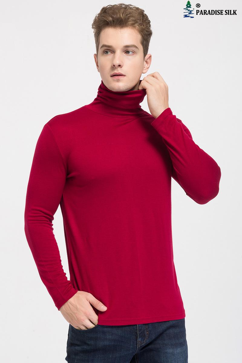 Maglione da uomo colletto alto misto seta cashmere collo di tartaruga per stratificazione invernale - Foto 5 di 6