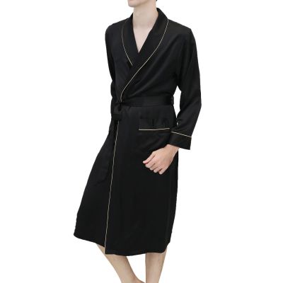 NWT Luxury Pure 19MM Silk Men Sleepwear Embroidered Kimono Robe 8120
