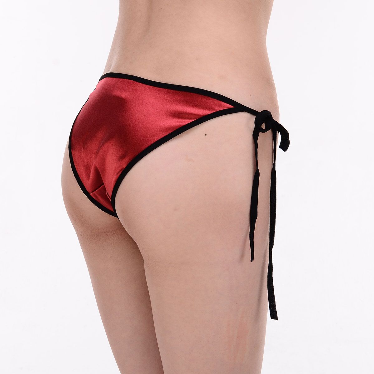 Lady's Silk Spandex Low Rise String Bikini Panties Tanga SN028