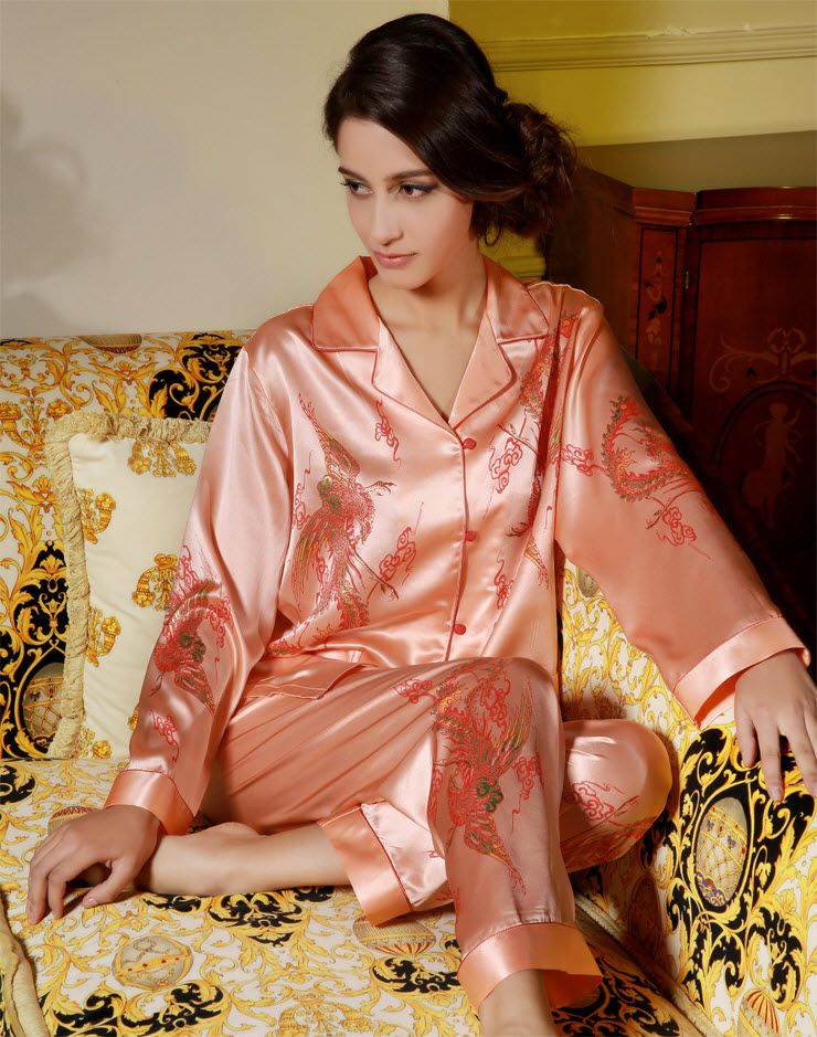 Women's 19MM Pure Mulberry Silk Pajamas Set Silk Sleepwear