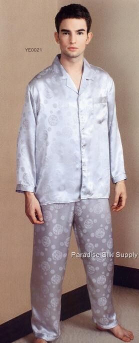 Men's Pure Print Silk Charmeuse Pajamas  Set  USS-M-L-XL