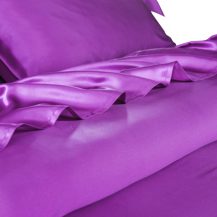 19MM Heavy Weight  Seamless Silk Sheets Fitted Flat 4pcs Bedding Set