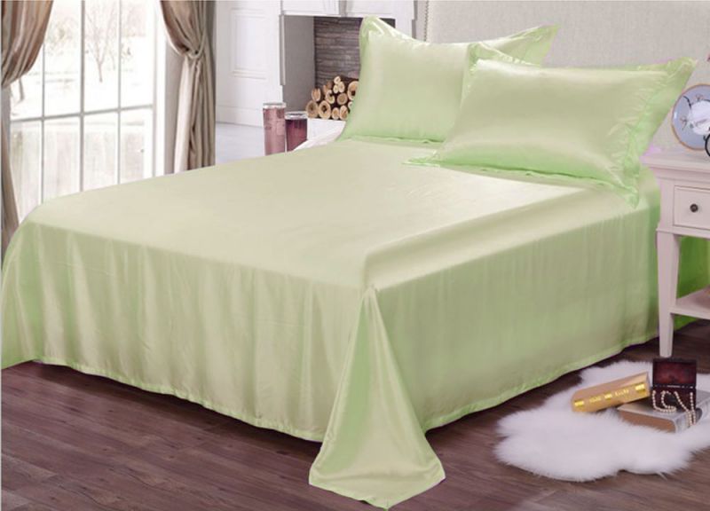 22MM Heavy Weight Silk Seamless Sheets Set Fitted Flat 4pcs Bedding Set Soft Green
