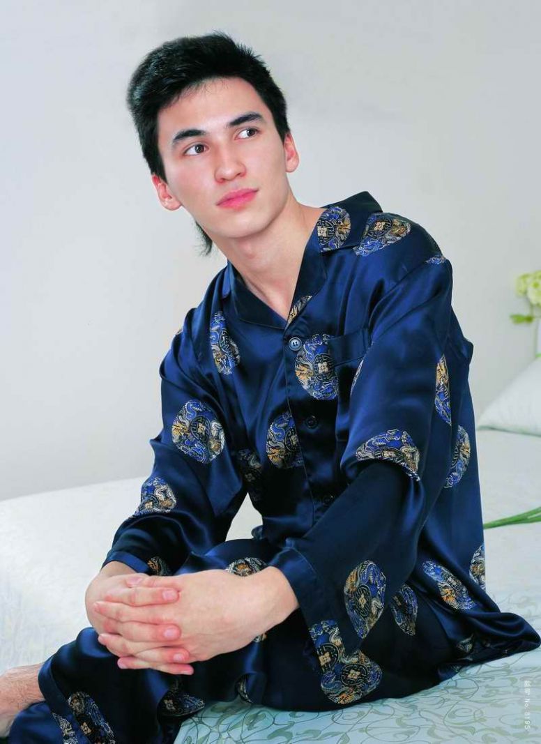 Pure Silk Men Lounging Wear Pajamas Set S1098 Floral US Size S M L