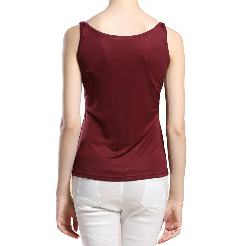 Pure Silk Knit Women's Sleeveless Tank Top Narrow Shoulder  Vest Undershirt