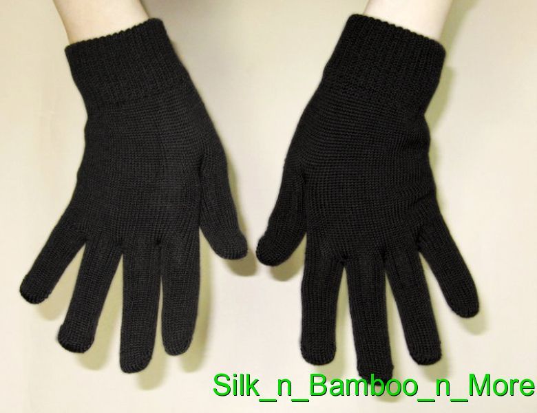 Unisex Knit Silk  Medium Thickness Gloves Black