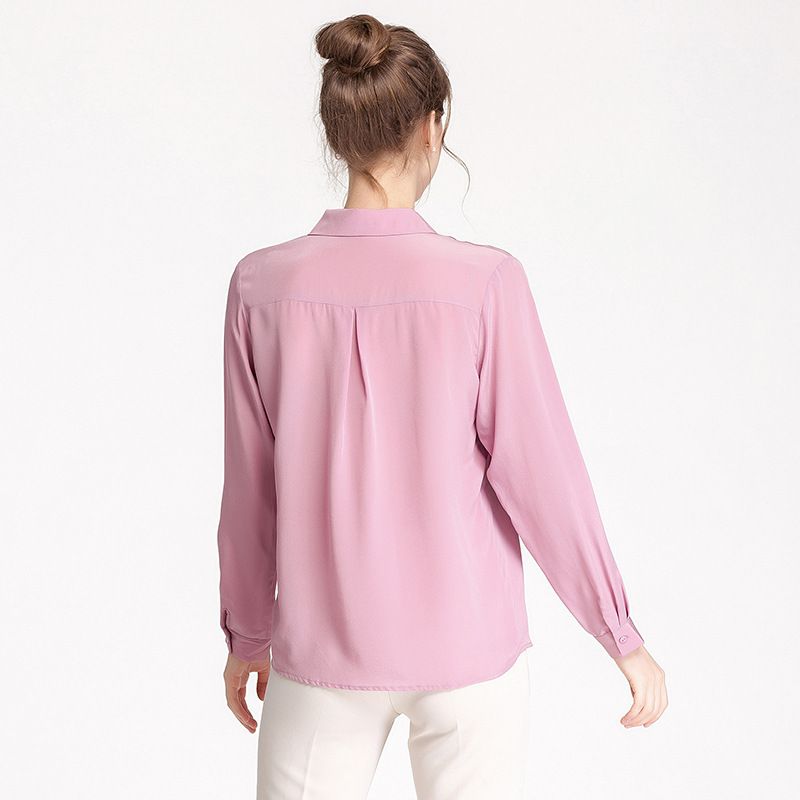 Natural Silk Shirt Women Long Sleeves Comfort Fit 100% Silk Crepe Blouse