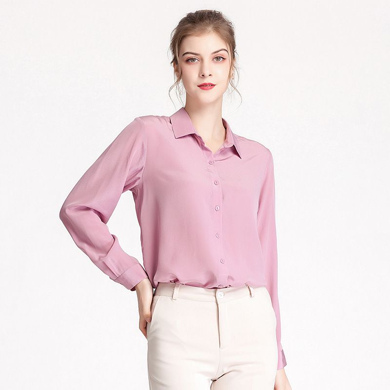 Natural Silk Shirt Women Long Sleeves Comfort Fit 100% Silk Crepe Blouse