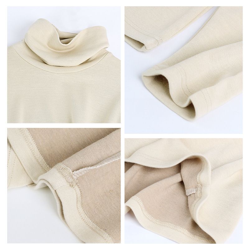 Womens Turtleneck Long Sleeve Base Layer Thermal Top With Inner  Mulberry Silk Fabric Sueding