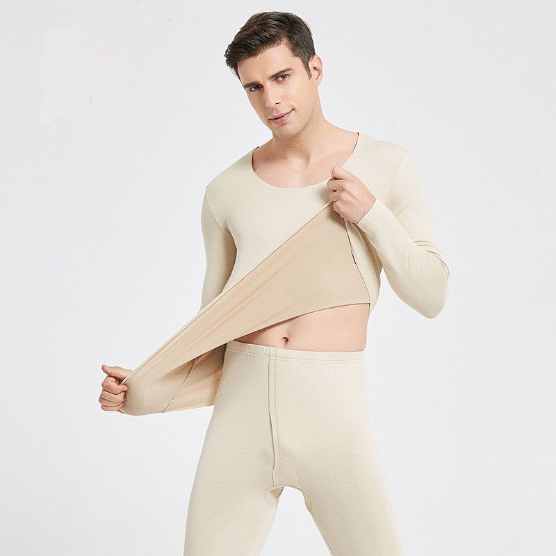 Mens Base Layer Underwear Round Neck Long Johns Natural Silk Blend With ...