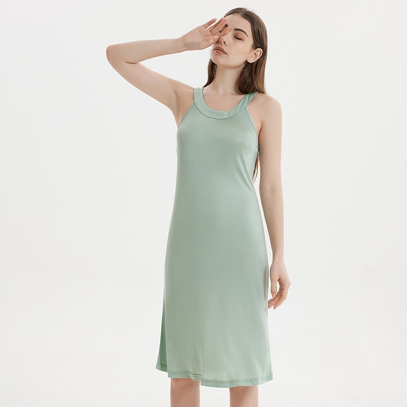 Silk knit Slim Dresses Off-Shoulder Halter for Women's Summer Wardrobe 