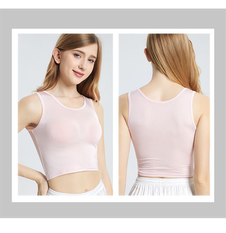 Women's Silk Camisole Sleeveless Top with High Stretch Short Crop Top