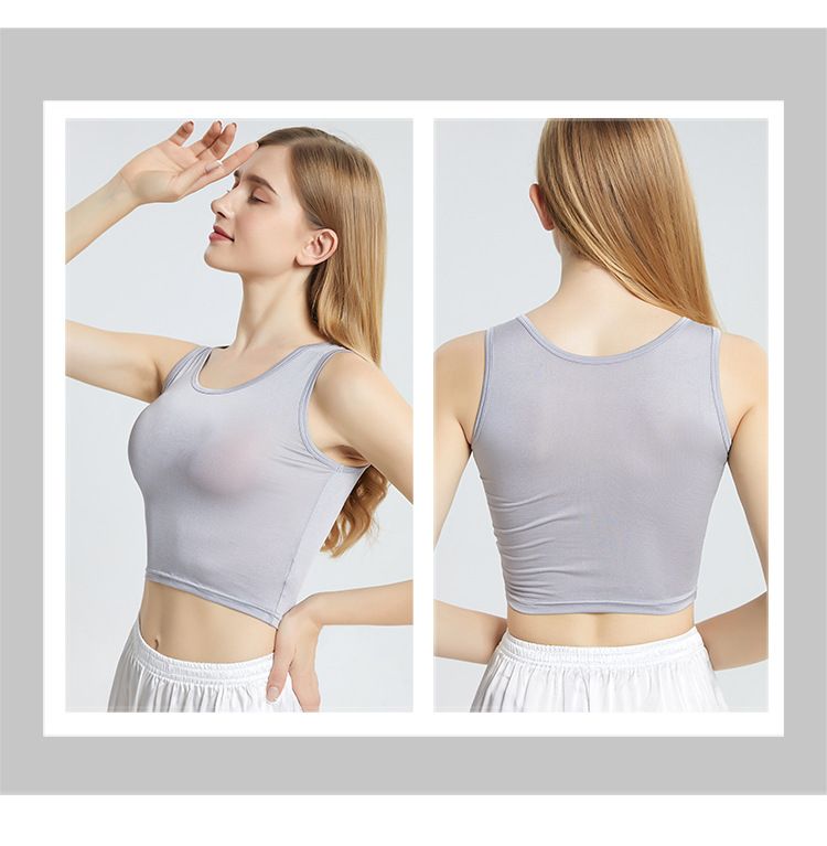 Women's Silk Camisole Sleeveless Top with High Stretch Short Crop Top