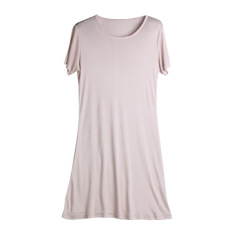 Silk Knit Round Collar Short Sleeves Full Slips