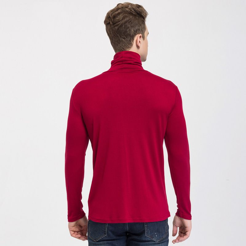 Mens High Collar Sweater Silk Cashmere Blend Turtleneck for Winter Layering
