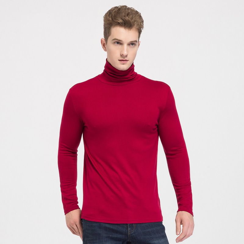 Mens High Collar Sweater Silk Cashmere Blend Turtleneck for Winter Layering