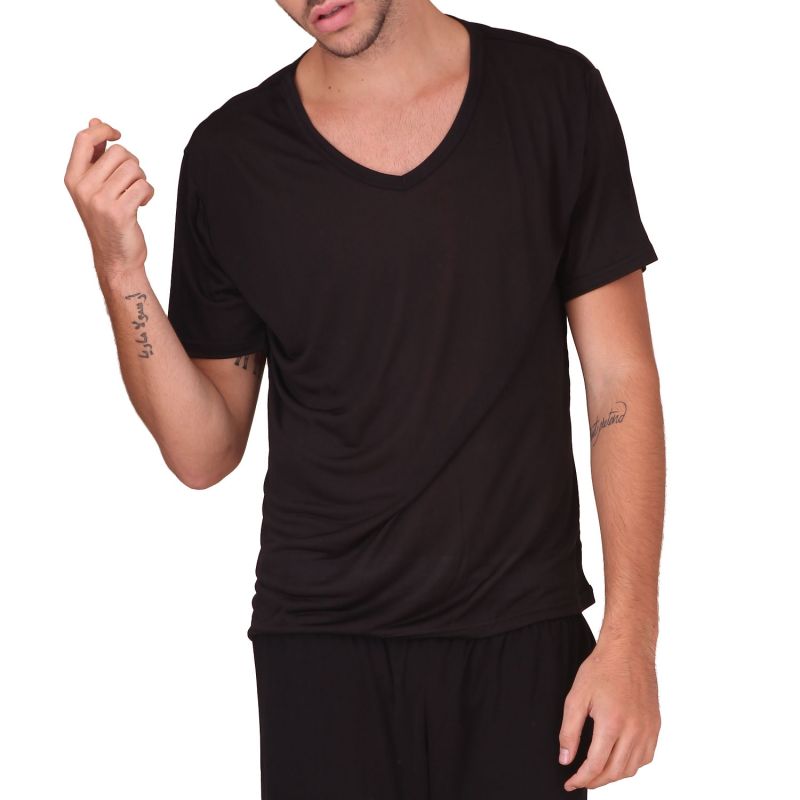 Pure Silk Knit NEW Mens Short Sleeves V-Neck Casual T-Shirt Tee Plain S M L XL