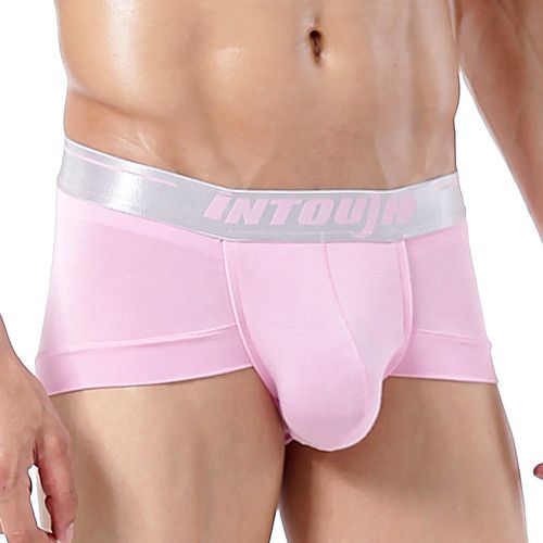 Men'S Underwear Modal Low Shine Waist Boxer Briefs D32 INTOUCH Solid US S M L XL