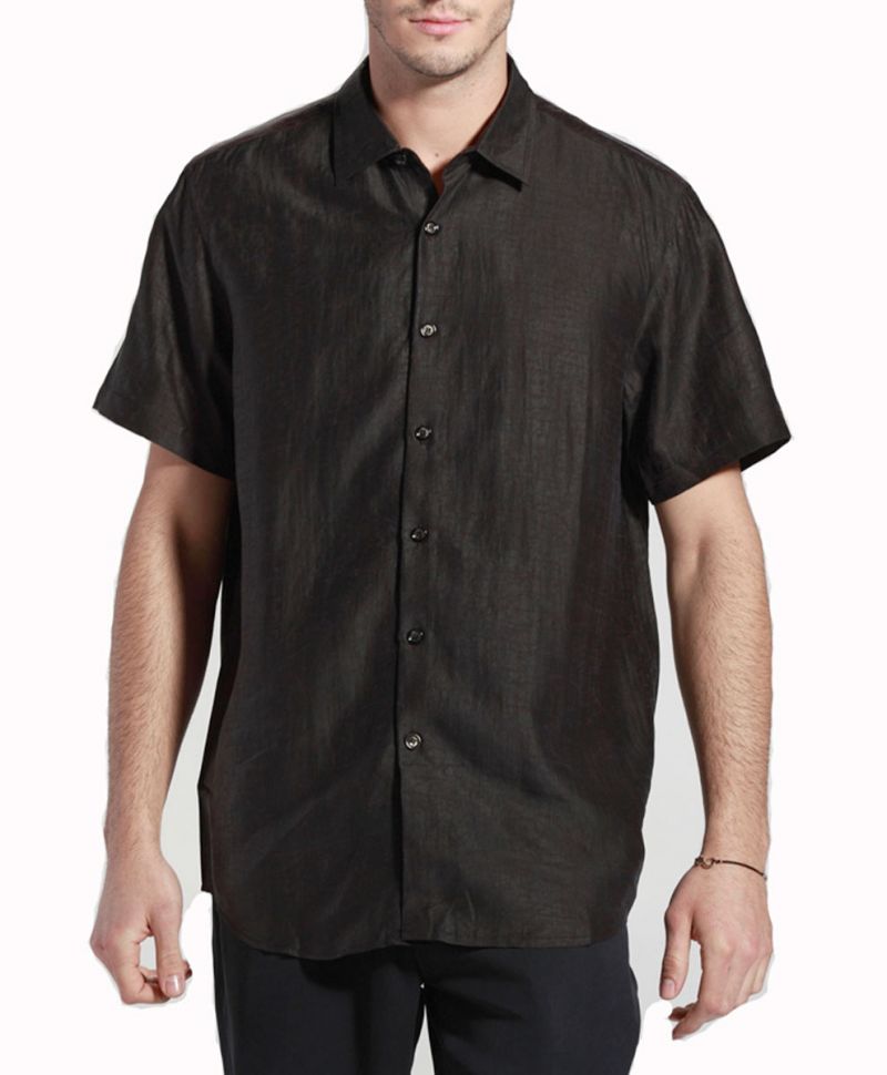 Gambired Canton Gauze Classic Pure Silk Short Sleeves Shirt