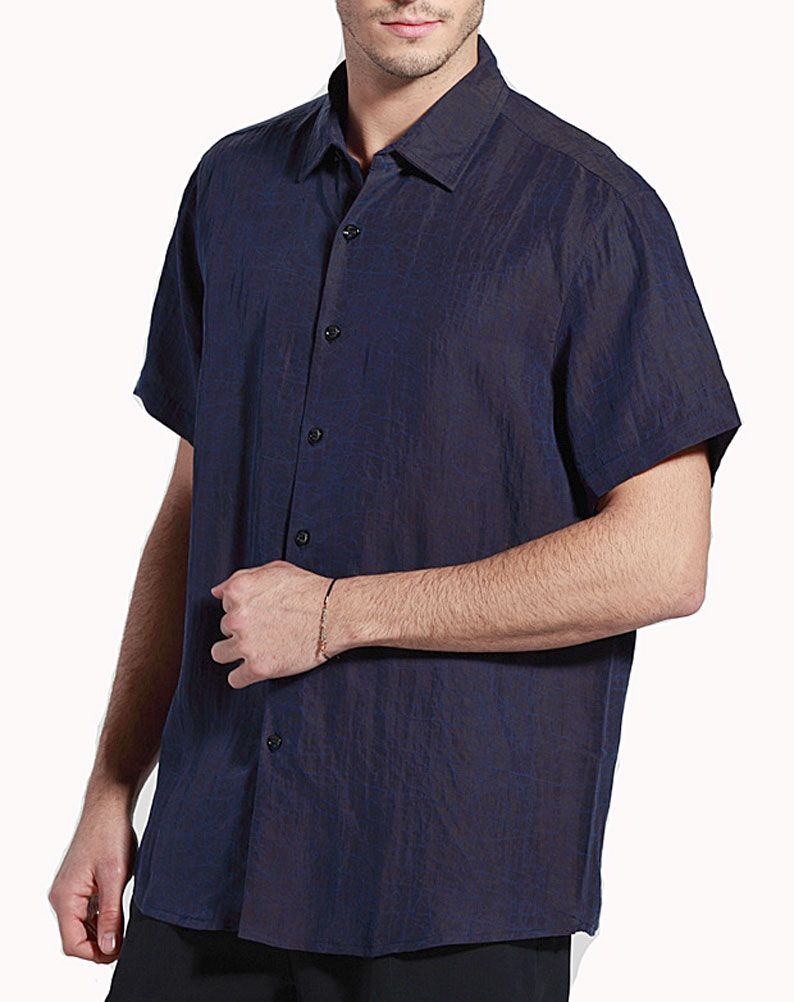 Gambired Canton Gauze Classic Pure Silk Short Sleeves Shirt