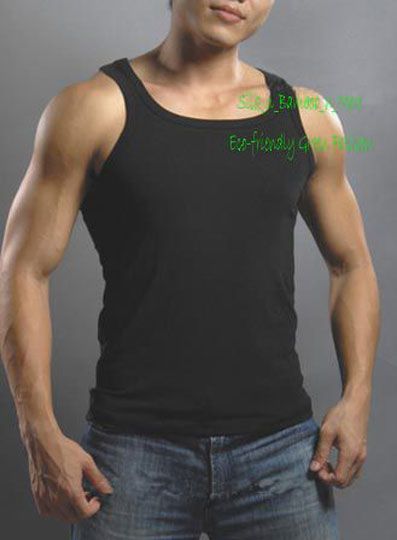 NWT Mens Bamboo Fiber Fitted Sleeveless Classic Tank Top 011