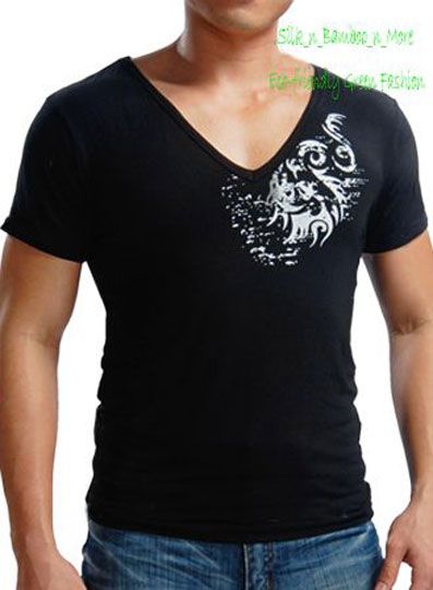 NWT Sexy Men Top Bamboo Fiber V Neck Fitted Tee 040