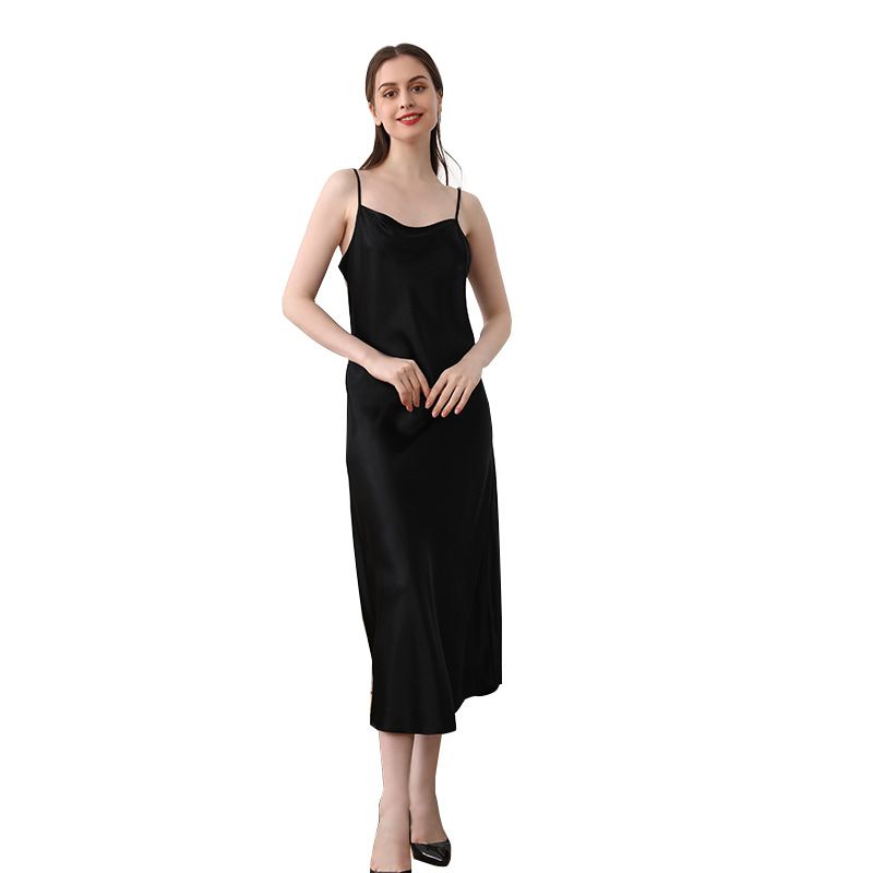 Stunning 19mm Silk Maxi Dress with Spaghetti Straps and Backless Nightdress