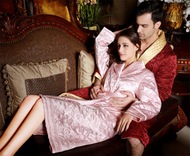NWT Luxury Pure 19MM Silk Men Sleepwear Kimono Robe With Filler 1829