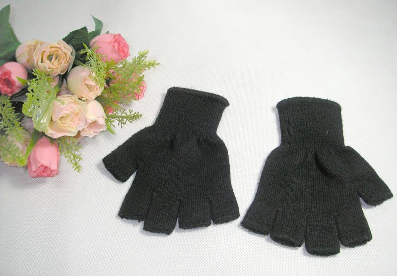 1 Pair Knit Silk Cashmere Blend Finger-less Gloves