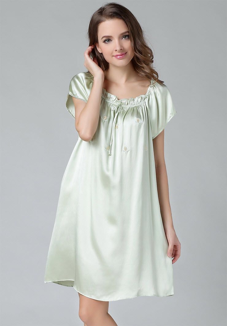 Pure Silk Short Sleeves Chemise One Size 9108
