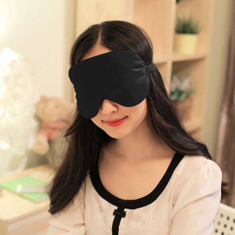 Silk Black Eye Mask Extra Large 21.5*10.5 Travel Blindfold Shade Blinder Sleeping Aid Adjustable Elastic Strap