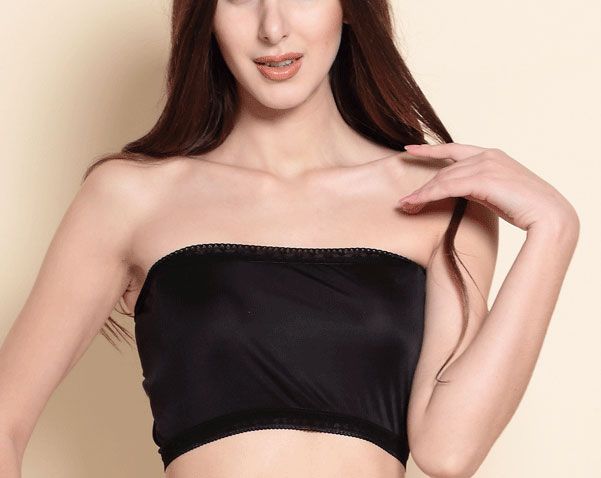 Pure Silk Knit Bandeau Top Women's Lace Long Tube Strapless Top 