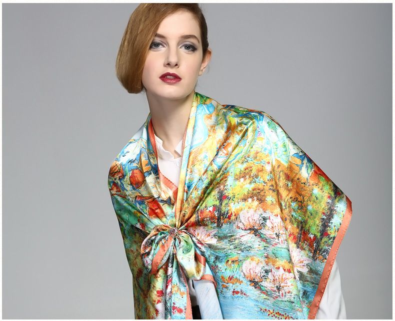 Beautiful Plain 100% Silk Scarf Printing Oblong Scarves 70X20”1023121300