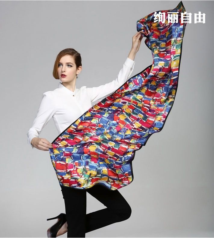 Beautiful 100% Silk Scarf Printing Oblong Scarves L70XW20 1023121330