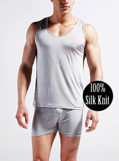 Mens 100% Silk Tank Top Singlet Singlets Tank Top Undershirt T Shirts Solid Size S M L XL