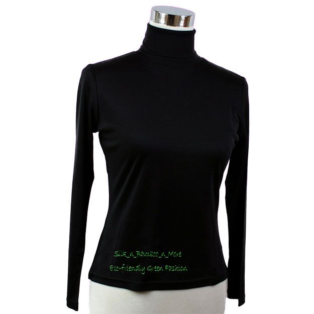 Pure Natural Silk Knit Women'S Turtle Neck Top