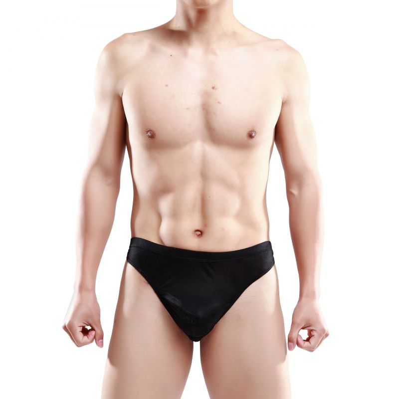 Pure Silk Knit Mens Thong Bulge Solid Brief US Size S M L XL XXL