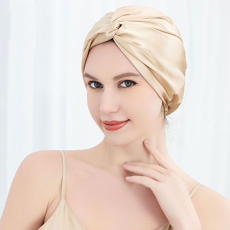 Lady Double Layers Natural Silk Slumber Shower Bathing Bath Hair Cover Cap Hat