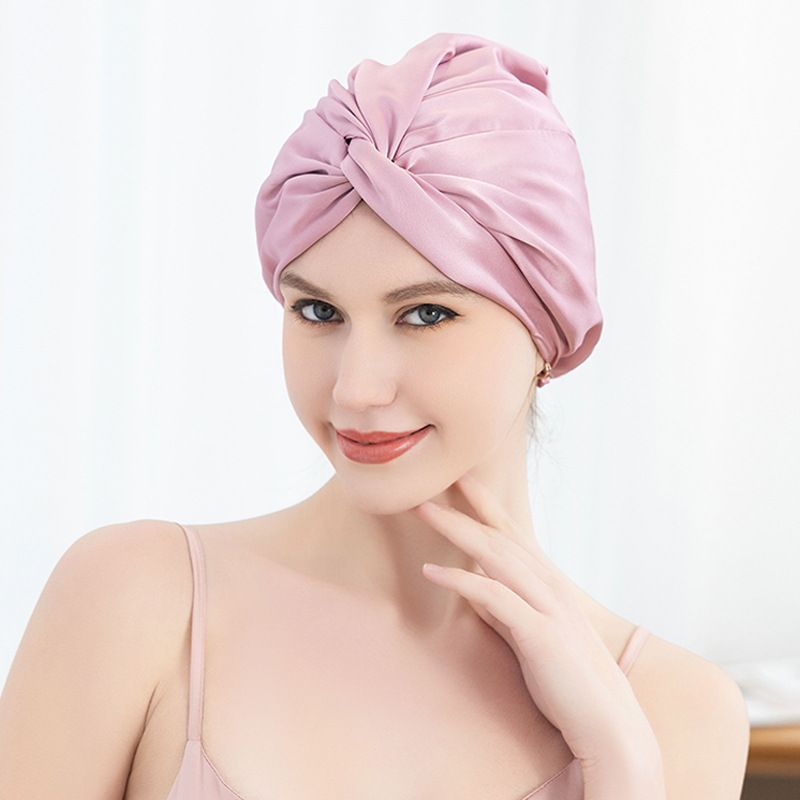 Lady Double Layers Natural Silk Slumber Shower Bathing Bath Hair Cover Cap Hat