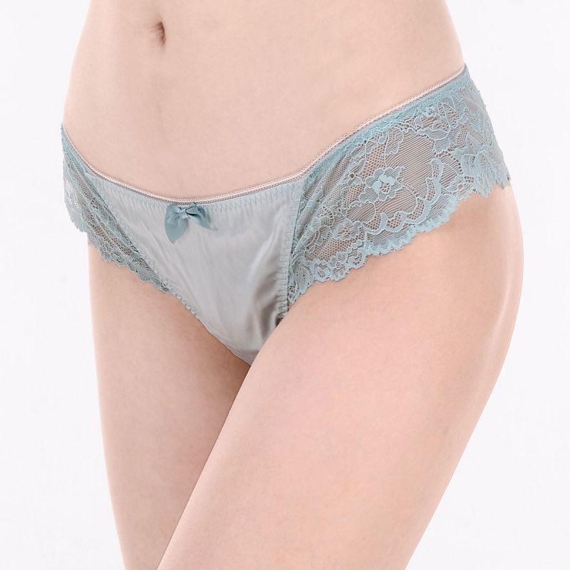 93% Silk 7% Spandex Women's  Sexy Lace Thong Panties Seta mutandine perizoma