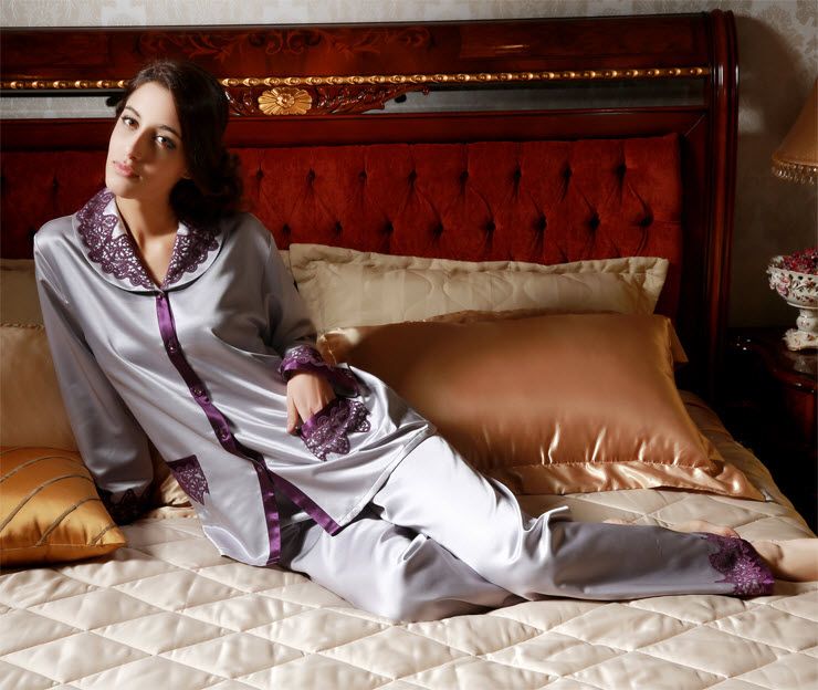 Pure 19MM Silk Luxury Ladies Brushed Extra Thick Pajamas Set  1835