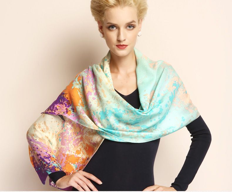 Beautiful 100% Wool Scarf Printing Oblong Scarves L70XW22 2113121151