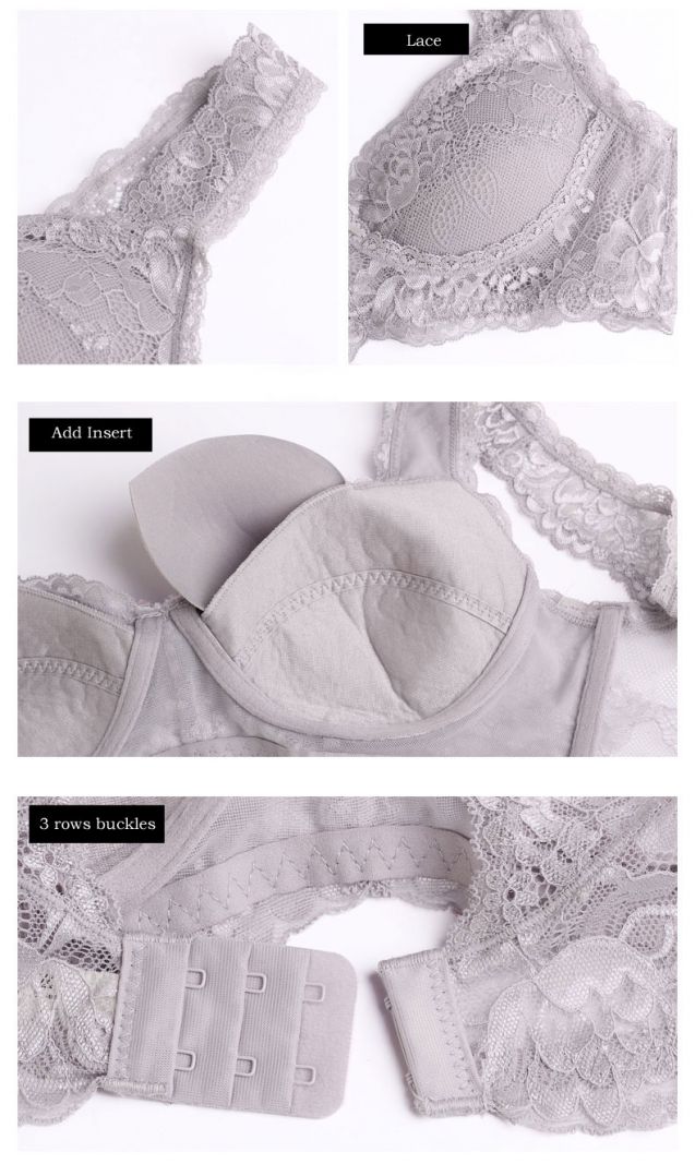 Natural Silk Knit Wire Free Push Up Bra Breathable details