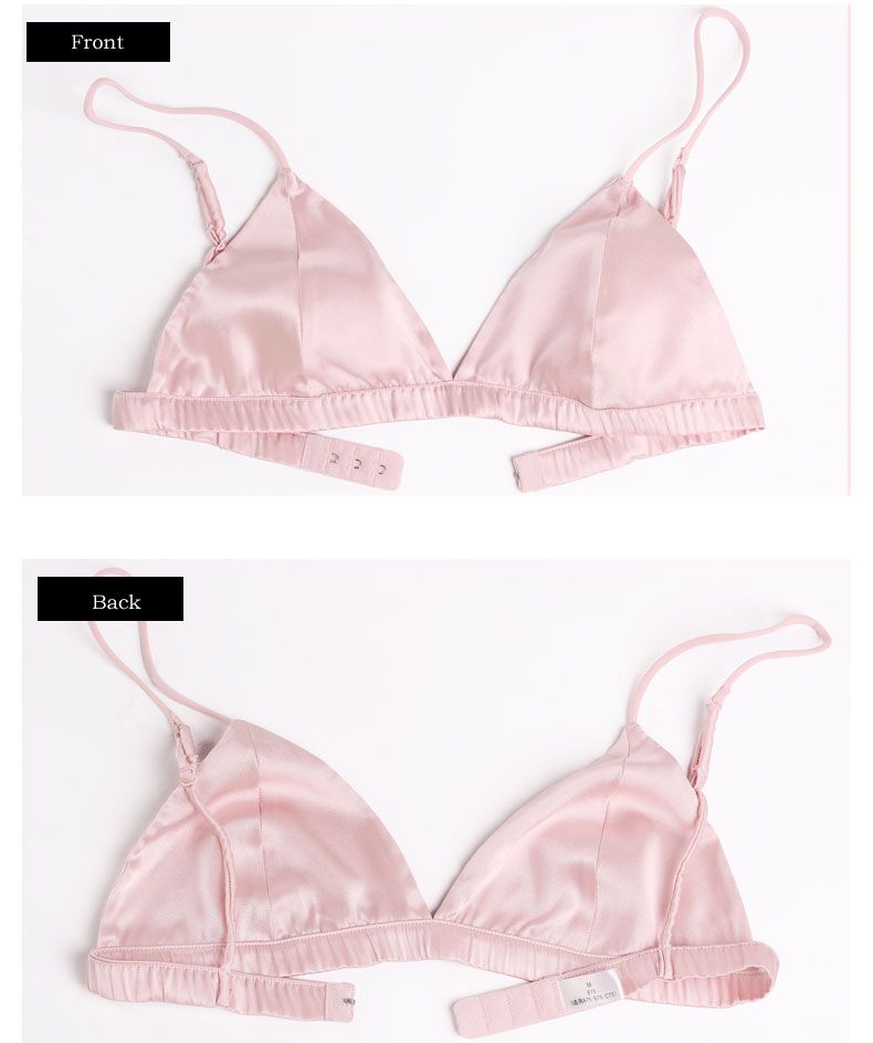 Natural Plain Silk Wire Free Triangle Bra Sexy and Comfortable details