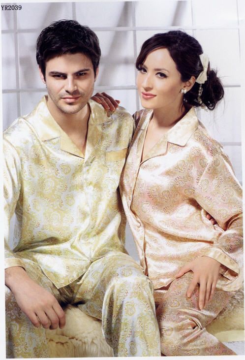 NWT Pure Silk Pajamas  Top Bottom Set For Couples --Women's