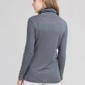 Womens Silk Wool Blend Turtleneck Long Sleeve Gray Back
