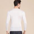 Mens Pure Silk Scoop Neck Long Sleeves Long Johns Top only White Back